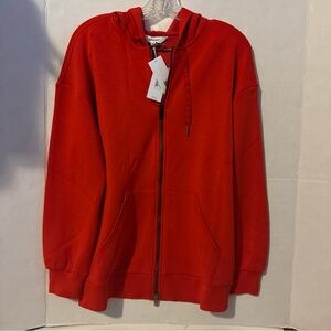 Spanx Air Essentials Brushed full zip hoodie Spanx Red XS NWT